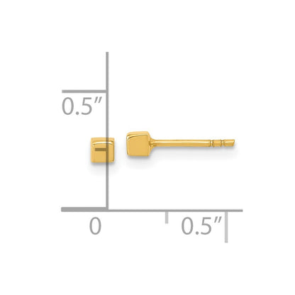 14k Yellow Gold Polished Cube Stud Earrings Gift for Women