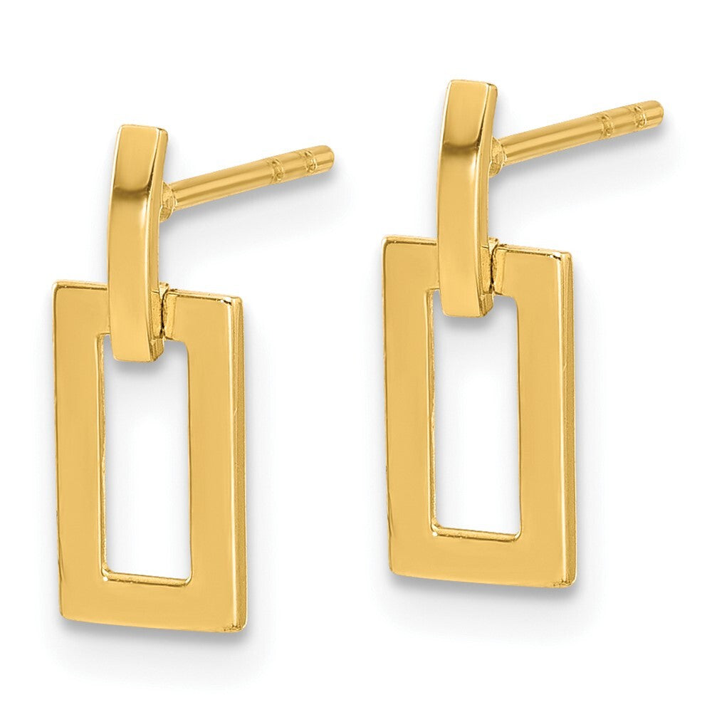 14k Yellow Gold Polished Rectangle Dangle Earrings Gift for Women