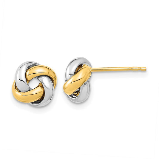 14k Two-tone Gold Polished Love Knot Earrings