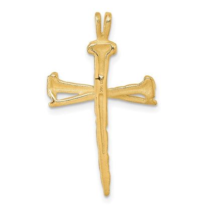 14k Yellow Gold Polished Nail Cross Charm