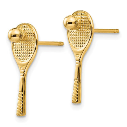 14k Yellow Gold Tennis Racquet w/Ball Earrings