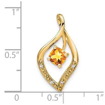 14k Yellow Gold Citrine and Diamond Pendant