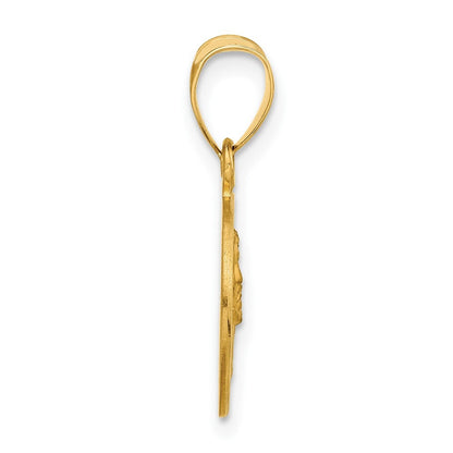 14k Yellow Gold Polished and Satin Solid Face of Jesus Medal Pendant for Women