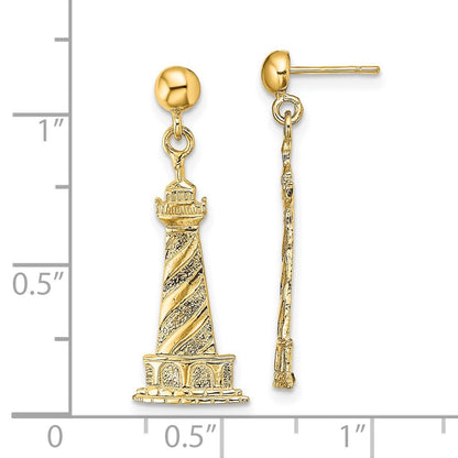14k Yellow Gold Cape Hatteras Lighthouse Earrings