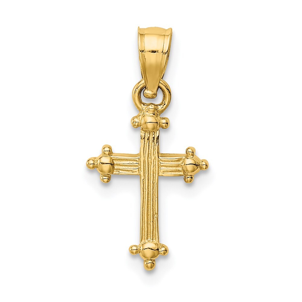 14k Yellow Gold Small Cross Charm Pendant for Women