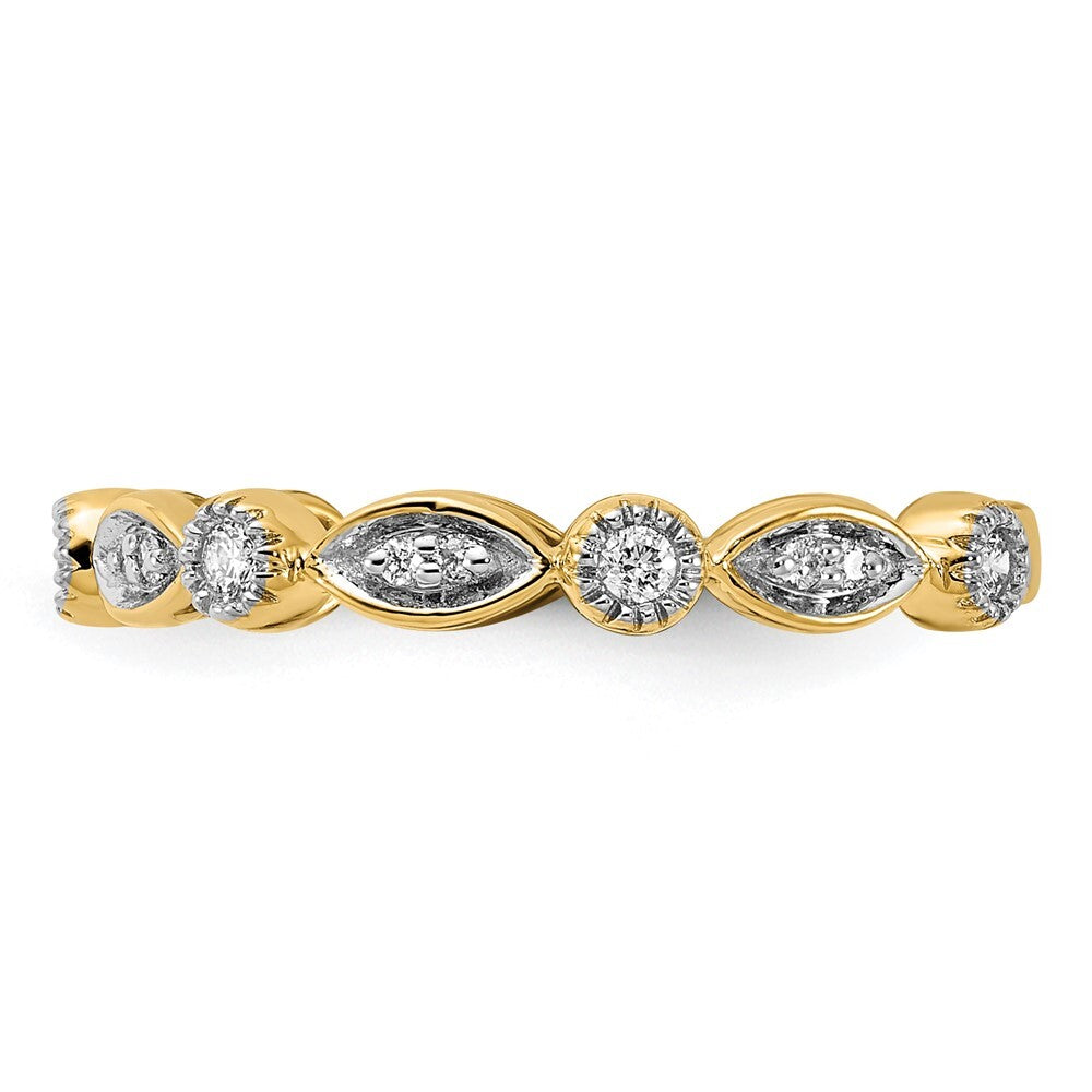 14K Yellow Gold Diamond Fancy Band Size 7
