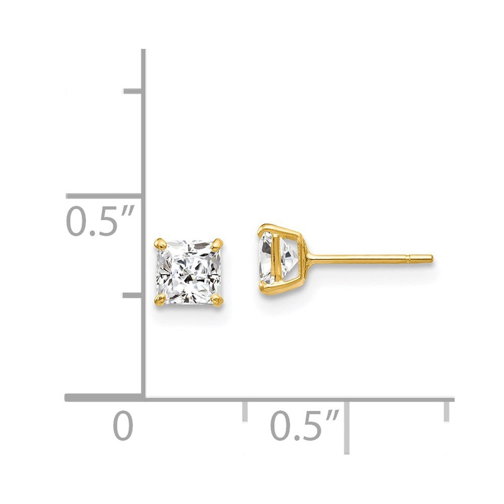 14k Yellow Gold Cubic Zirconia Stud Earrings Gift for Women