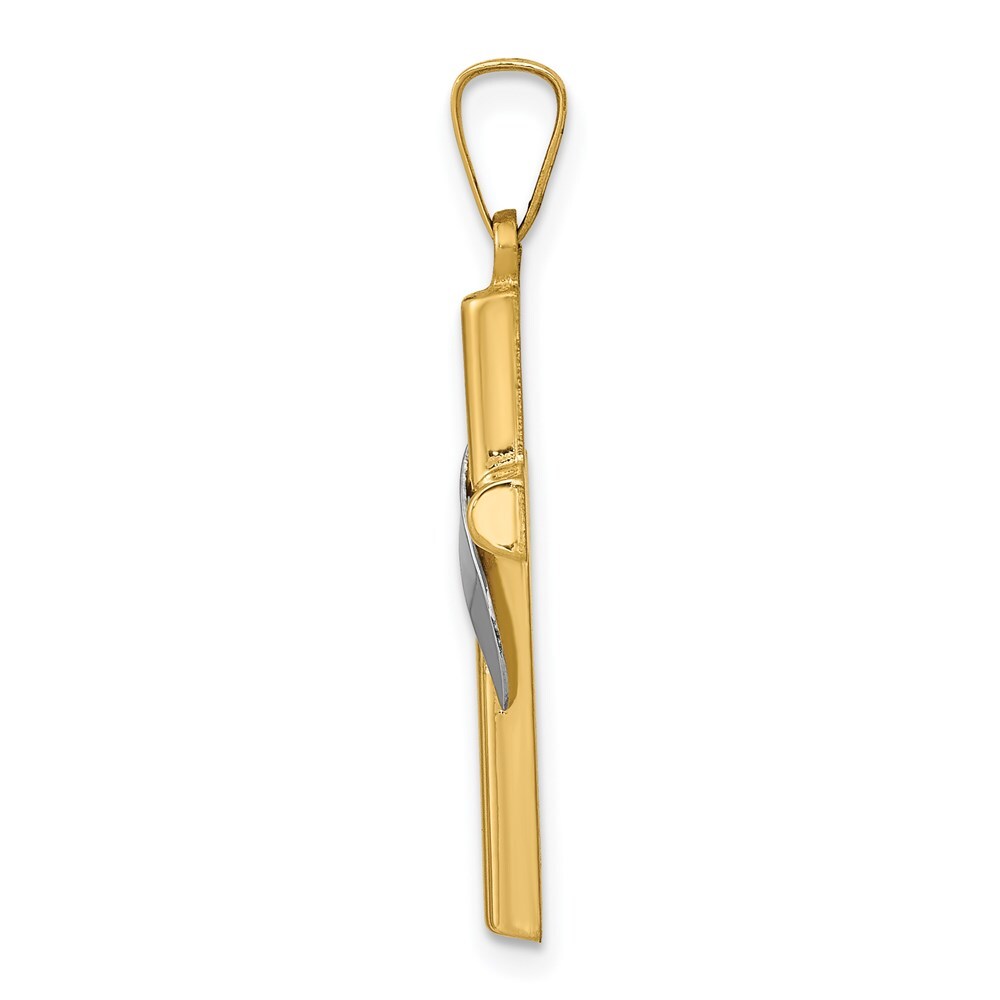14k Two-tone Gold Hollow Cross Drape Charm Pendant for Women