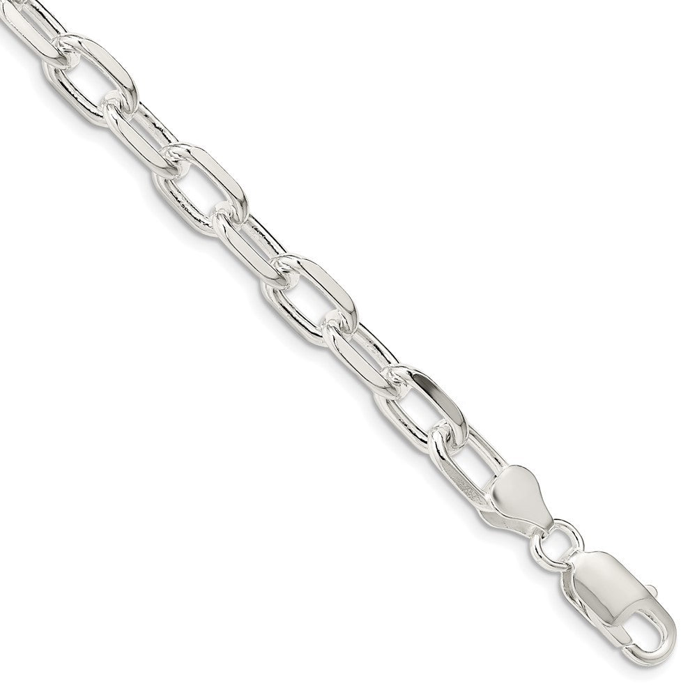 Sterling Silver 7.5mm Diamond-cut Long Link Cable Chain Bracelet