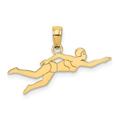 14k Yellow Gold Female Swimmer Charm