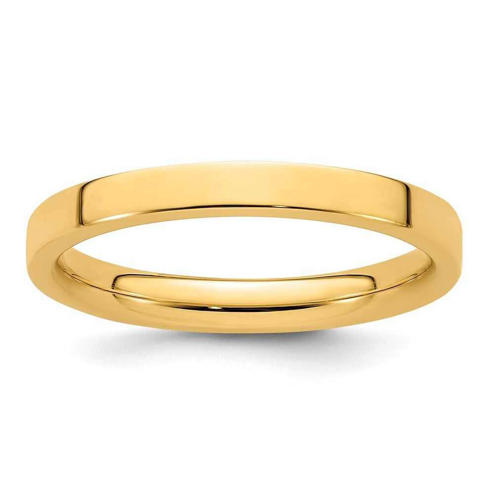 14K Yellow Gold 2.5mm Standard Weight Flat Comfort Fit Wedding Band Size 6