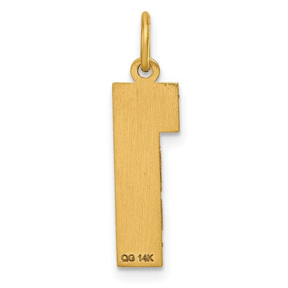 14k Yellow Gold Large Brushed Diamond-cut Number 1 Charm Pendant for Women