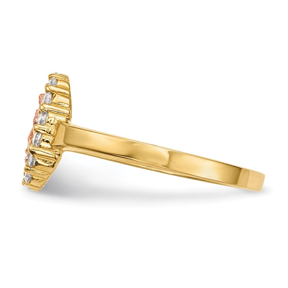 14K Two-tone Gold White Rhodium CZ Lady of Guadalupe Ring