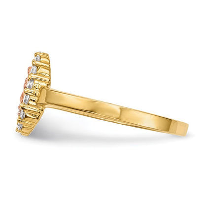 14K Two-tone Gold White Rhodium CZ Lady of Guadalupe Ring
