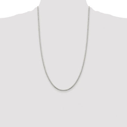 Sterling Silver Rhodium-plated 2mm 8 Sided Diamond-cut Box Chain