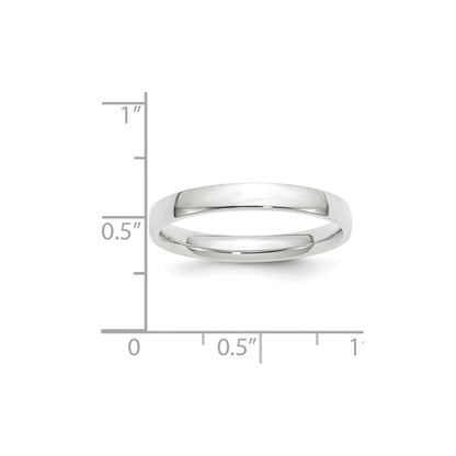 14k White Gold 3mm Lightweight Comfort Fit Wedding Band Size 10
