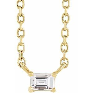 14k Yellow Gold .07 CT Natural Diamond Solitaire 18" Necklace