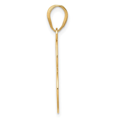 14k Yellow Gold Heart Cut Out Awareness Ribbon Charm Pendant for Women