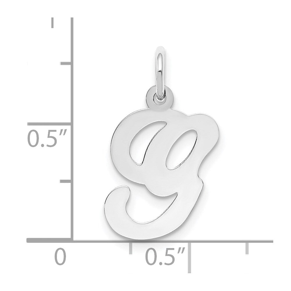 14k White Gold Script Letter G Initial Charm Pendant for Women