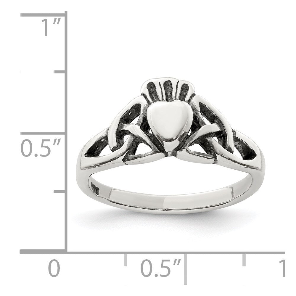 Sterling Silver Antiqued Claddagh Ring Size 6