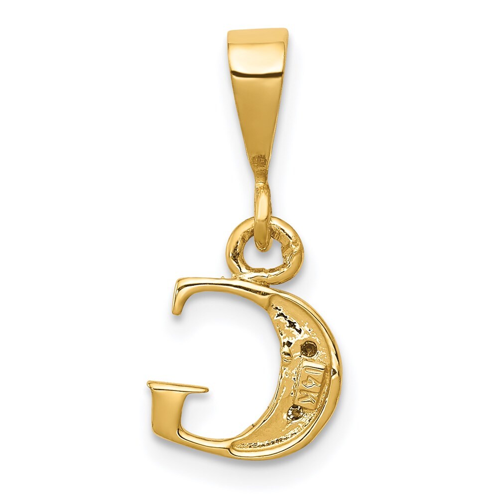14k Yellow Gold with Rhodium Diamond Letter G Initial Pendant for Women