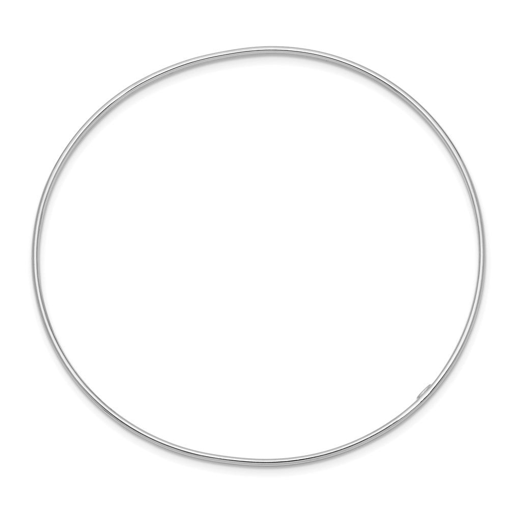 14k White Gold Polished 1.50mm Slip-on Round Bangle Bracelet