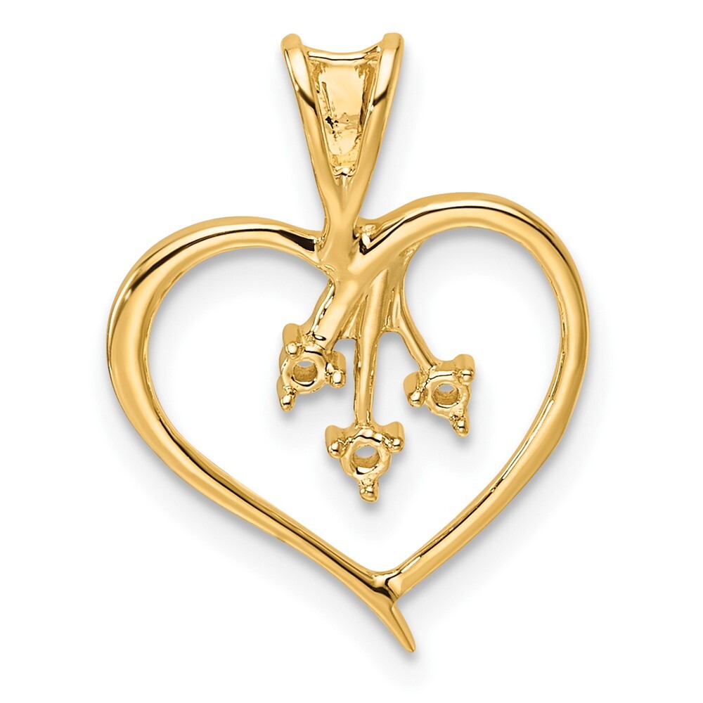 14k Yellow Gold Heart Pendant Mounting for Women