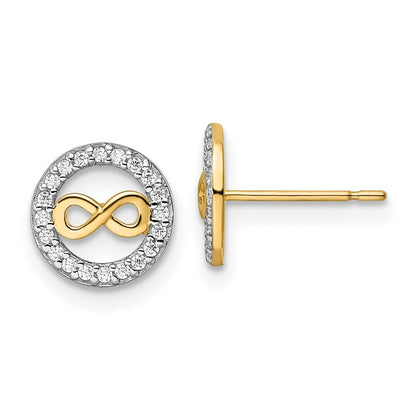14k Yellow Gold Cubic Zirconia Infinity Symbol Stud Earrings Gift for Women