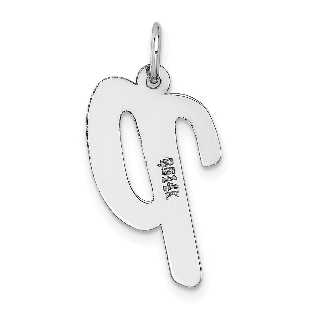 14k White Gold Large Script Letter P Initial Charm Pendant