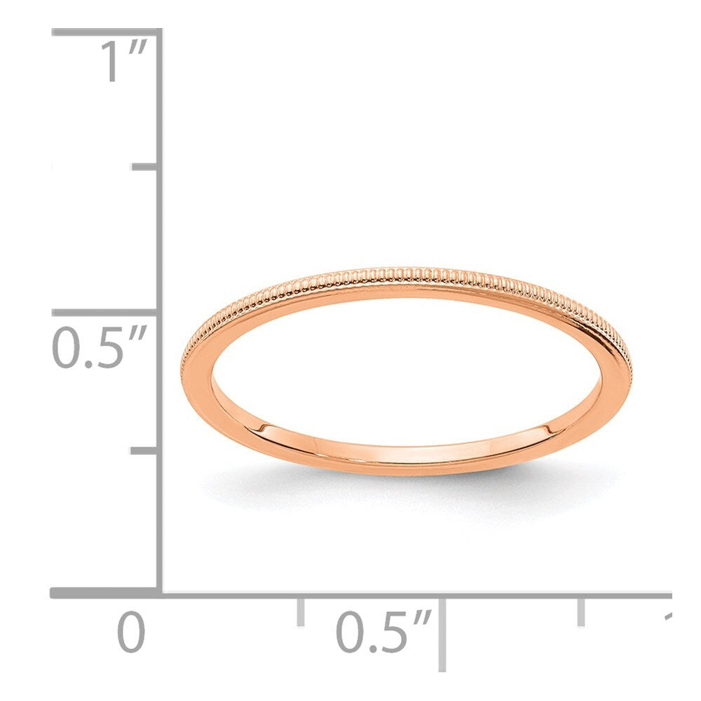 14K Rose Gold 1.2mm Milgrain Stackable Band Size 8