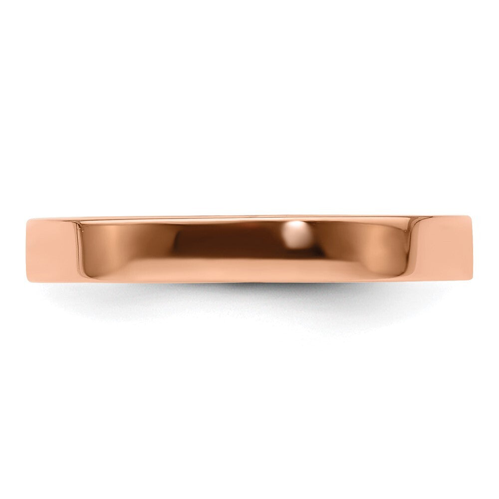 14k Rose Gold 3mm Lightweight Flat Wedding Band Ring Size 8