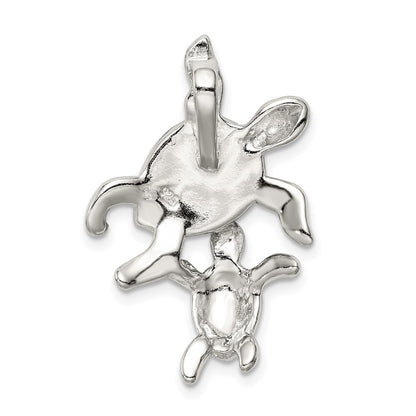 Sterling Silver Rhodium-plated Polished Blue Inlay Created Opal Turtle Slide