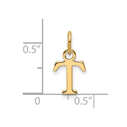 14k Yellow Gold Cutout Letter T Initial Pendant