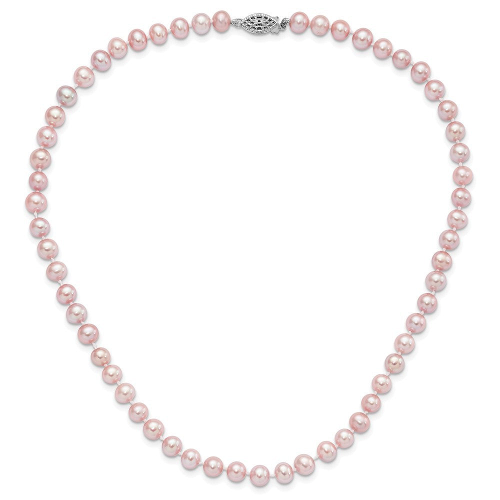 Sterling Silver Rhodium-plated 6-7mm Purple Cultured Pearl Necklace 24"