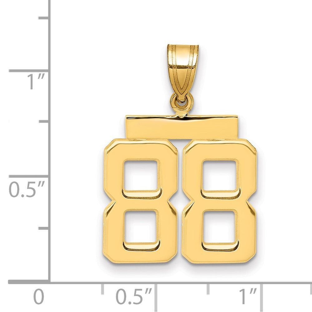 14k Yellow Gold Medium Polished Number 88 Charm Pendant for Women