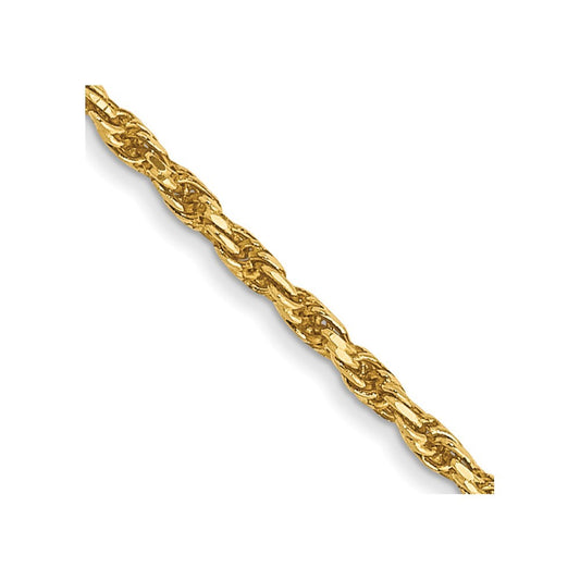 14k Yellow Gold 14" 1.3mm Diamond-cut Solid Machine Made Rope Chain Necklace