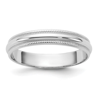 14k White Gold 3.5mm LTW Milgrain Half Round Band Size 10
