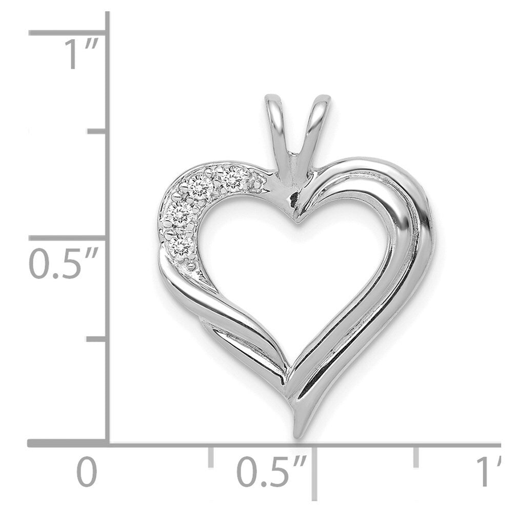14k White Gold Diamond Fancy Heart Pendant for Women