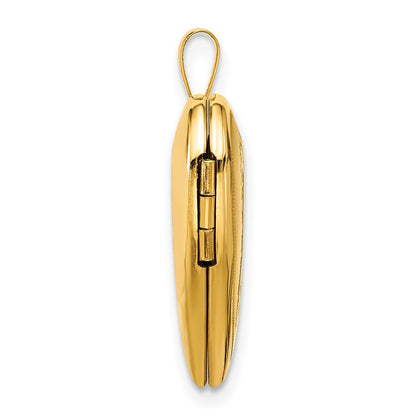 14k Yellow Gold Satin and Polished Angel Wings 20mm Heart Locket