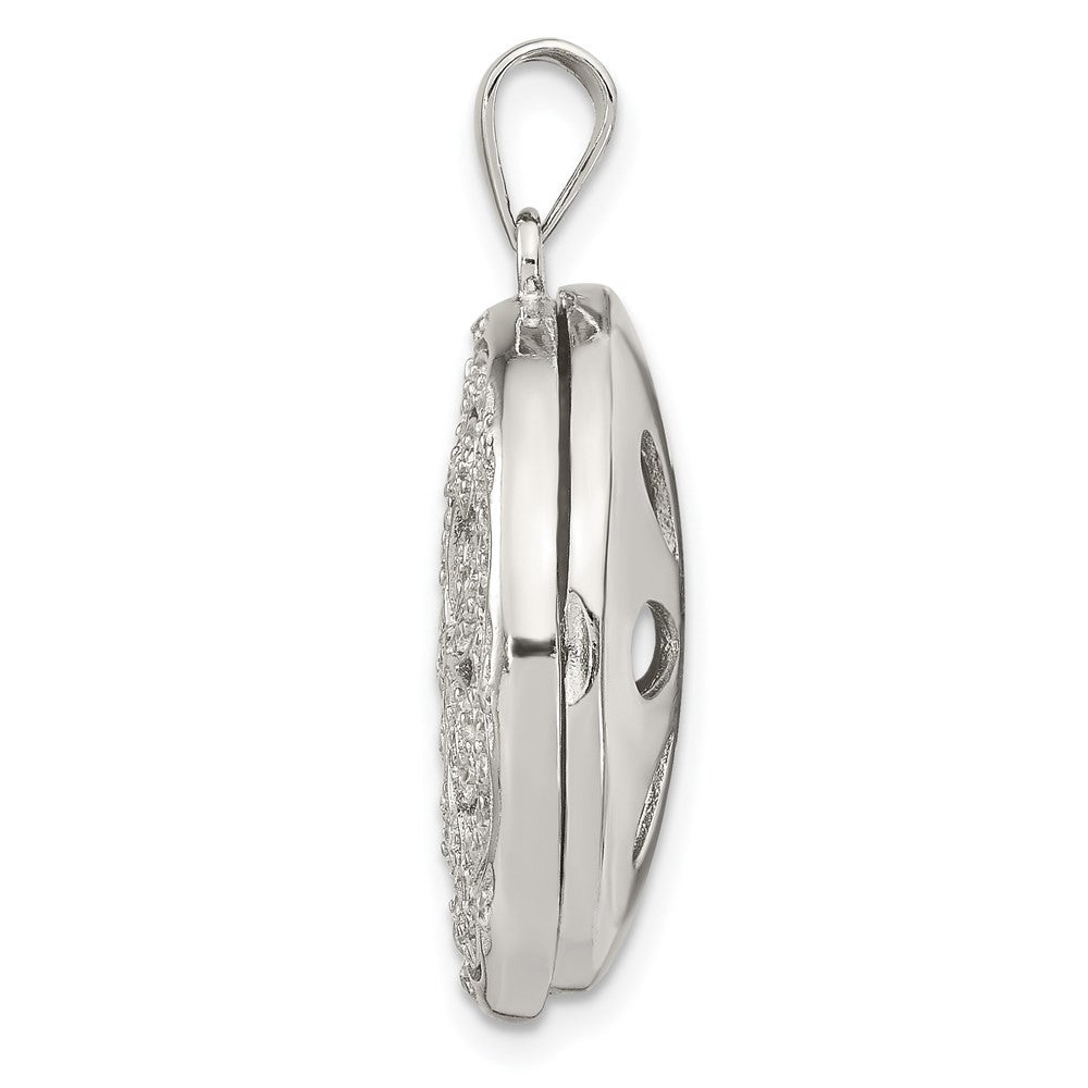 Sterling Silver Rhodium-plated Cubic Zirconia Flower Design 22mm Locket Pendant