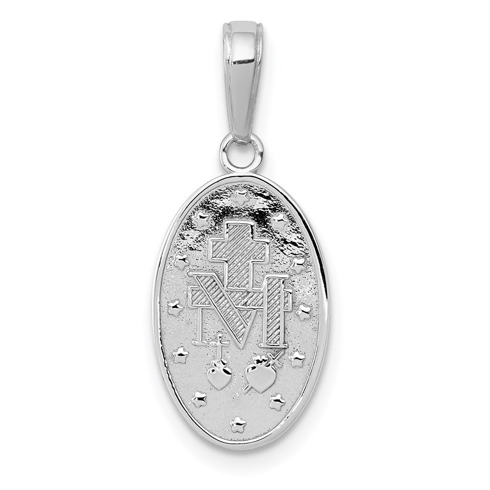 14k White Gold Miraculous Medal Pendant for Women