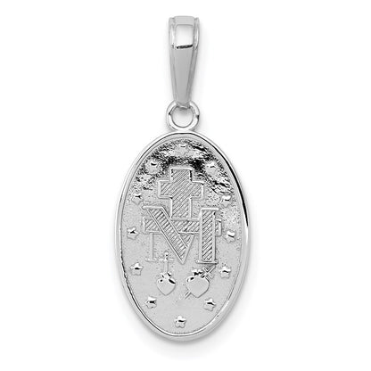 14k White Gold Miraculous Medal Pendant for Women