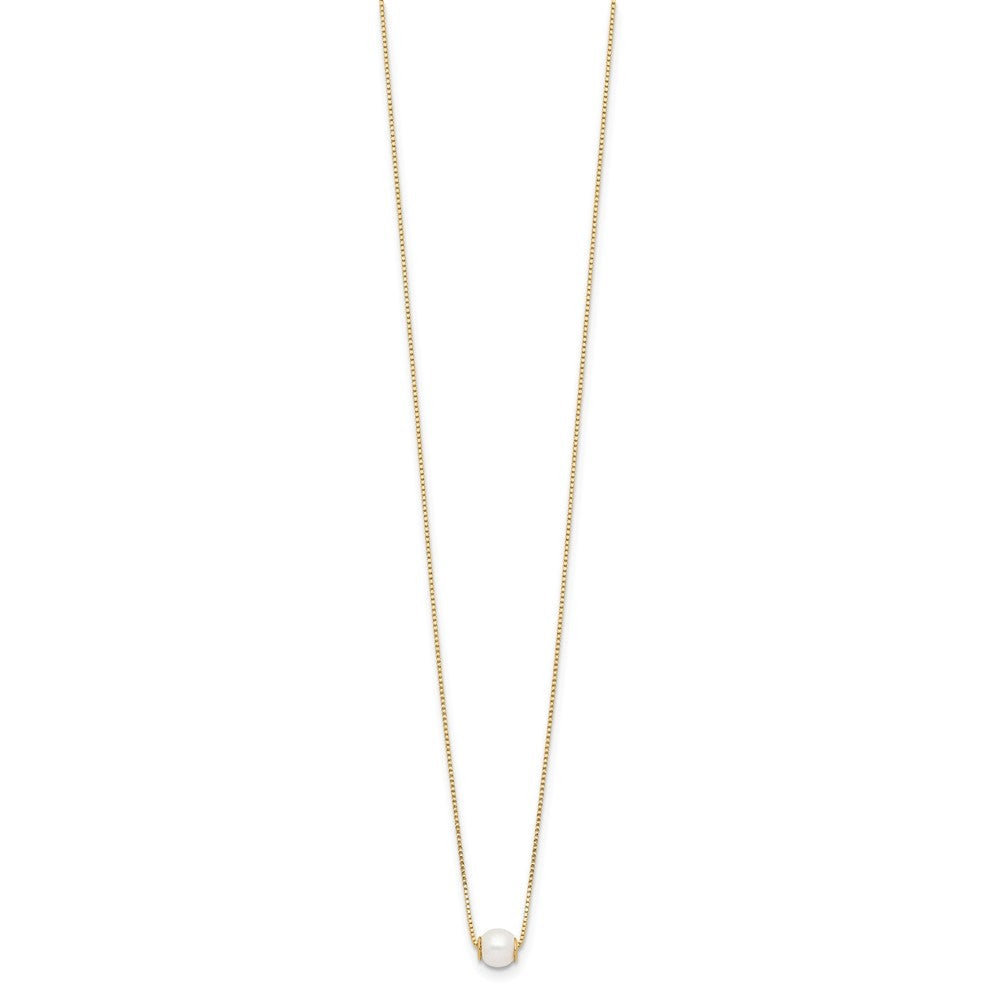 14k Yellow Gold 4-5mm White Round Freshwater Cultured Pearl 18 inch Necklace