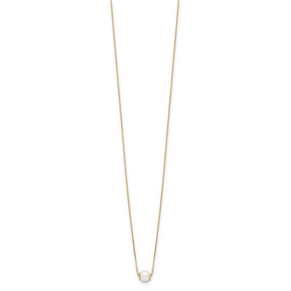 14k Yellow Gold 4-5mm White Round Freshwater Cultured Pearl 18 inch Necklace