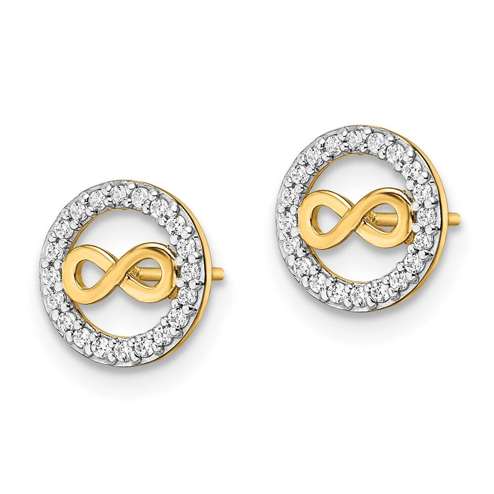 14k Yellow Gold Cubic Zirconia Infinity Symbol Stud Earrings Gift for Women