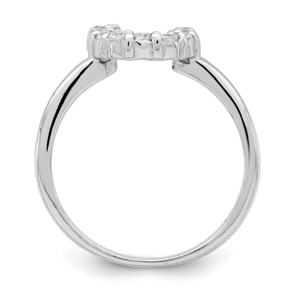 Sterling Silver Rhodium-plated Polished U Shaped Cubic Zirconia Ring Size 6