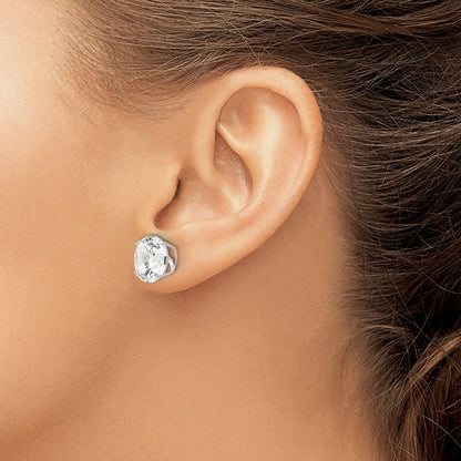 14k White Gold 10mm Round Cubic Zirconia Stud Earrings Gift for Women