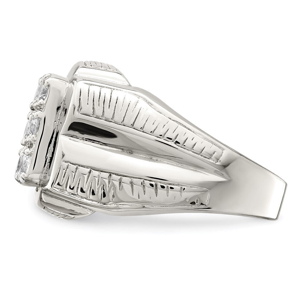 Sterling Silver Rhodium-plated Men's Cubic Zirconia Ring Size 11