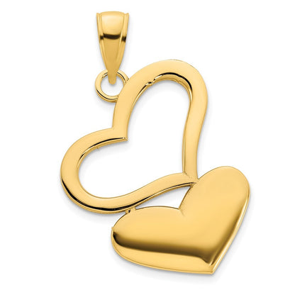 14k Yellow Gold Hearts Pendant for Women