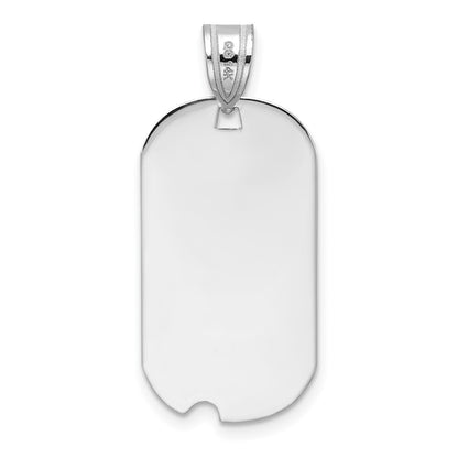 14k White Gold Polished Letter O Initial Dog Tag Pendant for Women